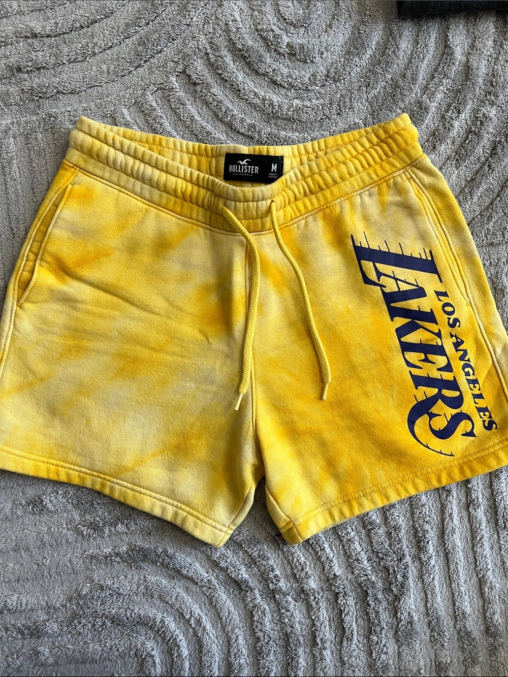 Hollister Yellow Tie-Dye Los Angeles Lakers Athletic Shorts